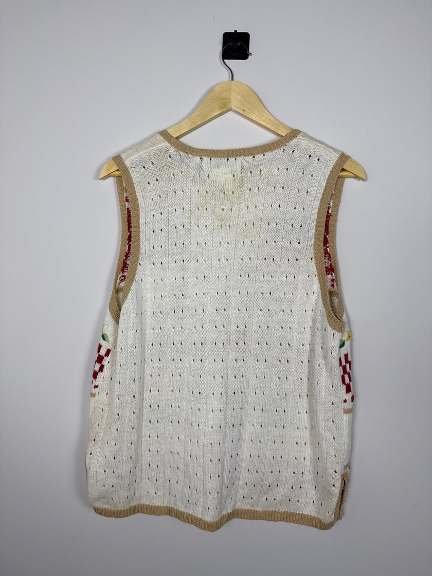 Jantzen Embroidered Granny Floral Picnic Garden Vest