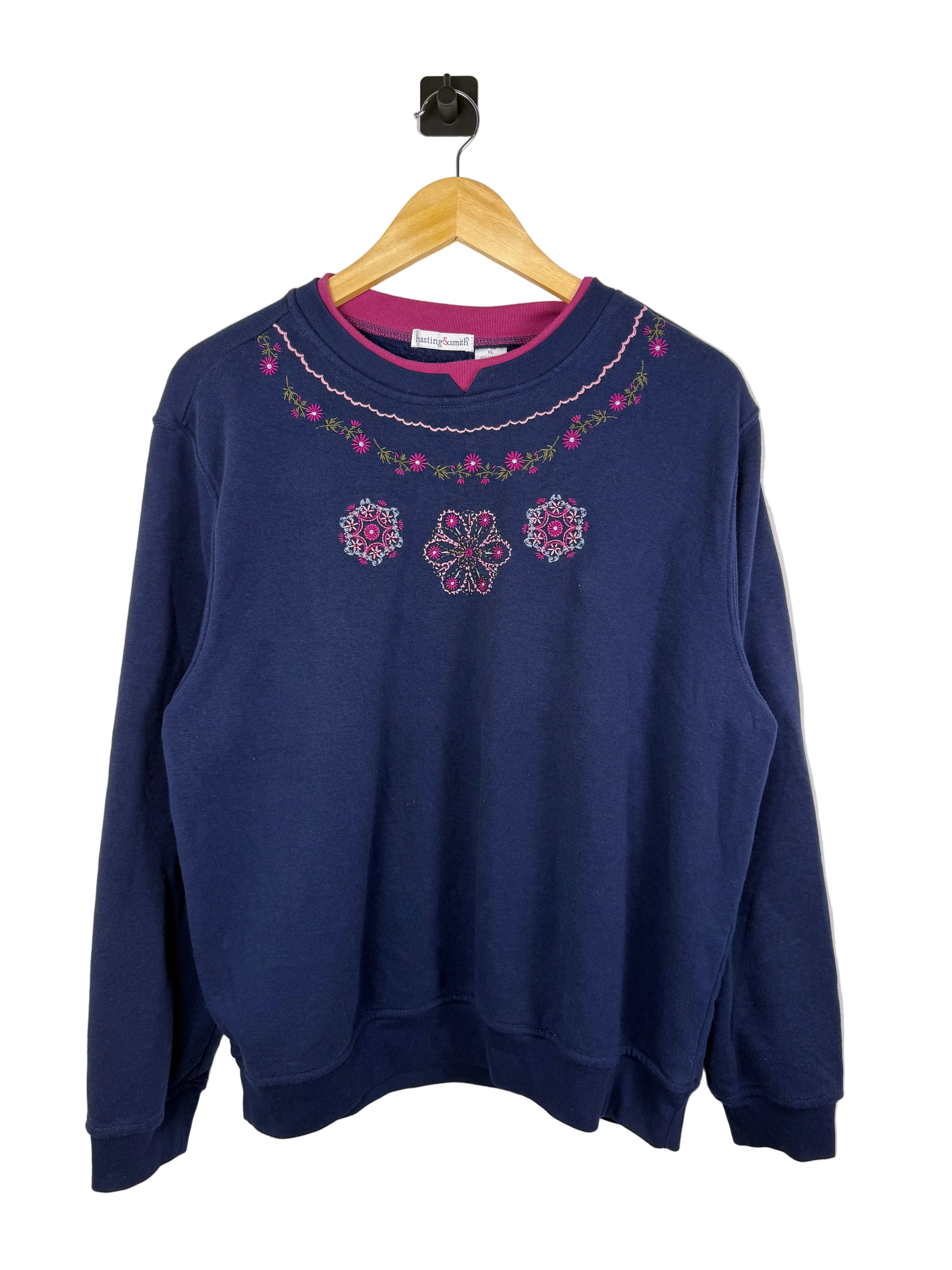 Hasting & Smith Floral Granny Double Collar Crewneck