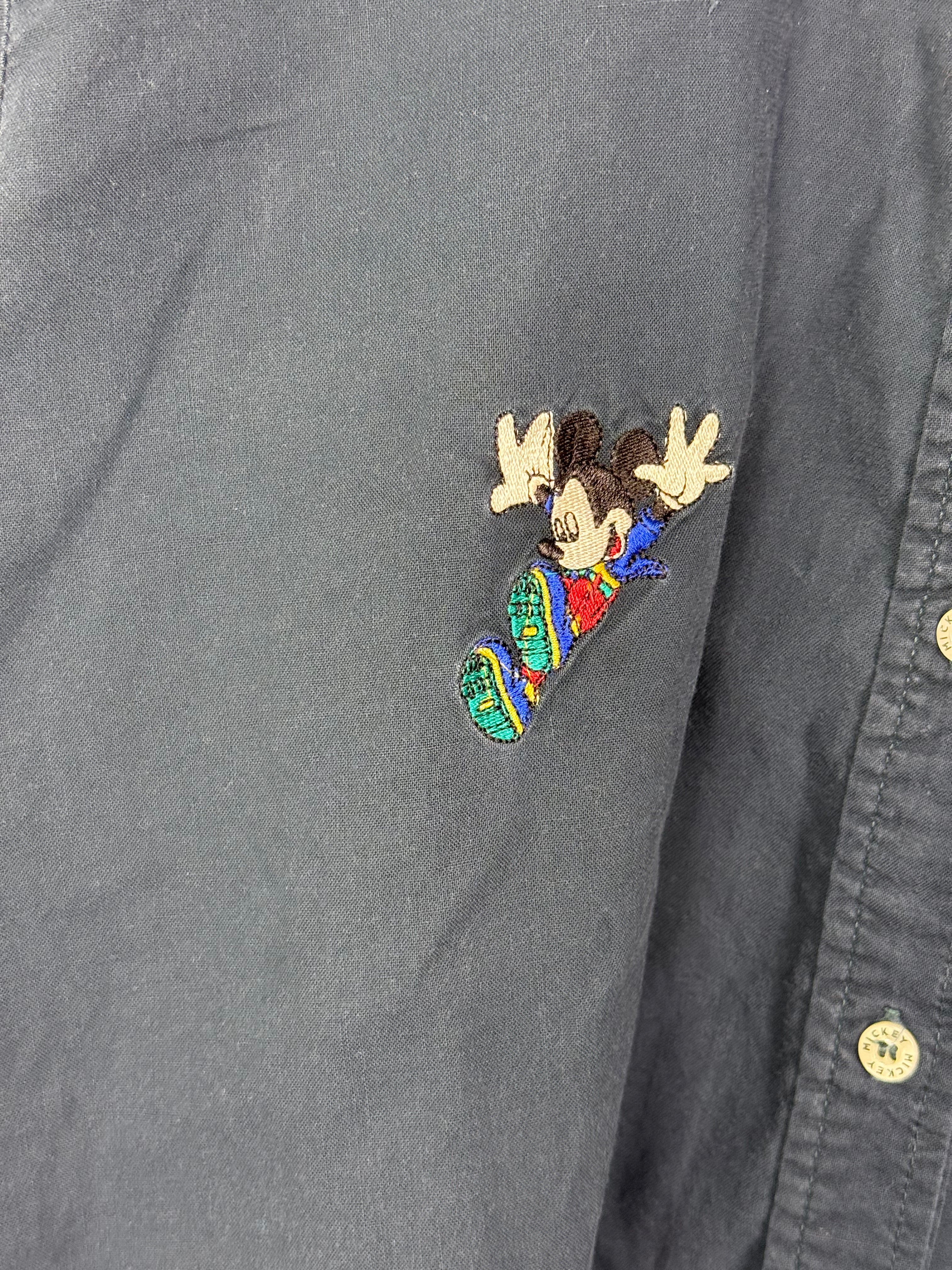 Mickey Mouse Embroidered Button Up