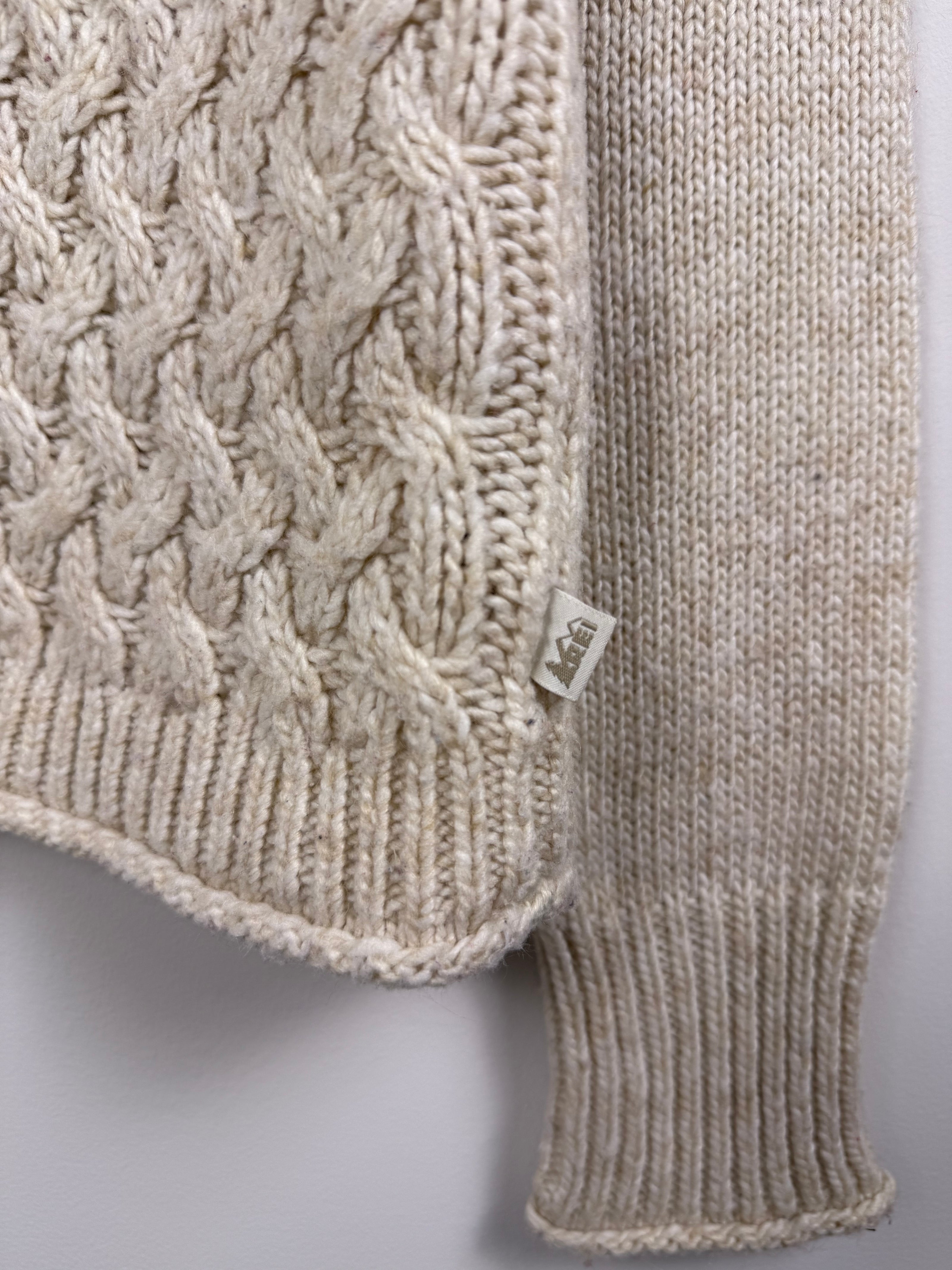 REI Beige Knit Full Zip Sweater