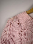 Margules Pink Pastel Cable Knit Button Up Sweater
