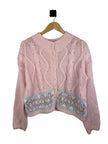 Margules Pink Pastel Cable Knit Button Up Sweater