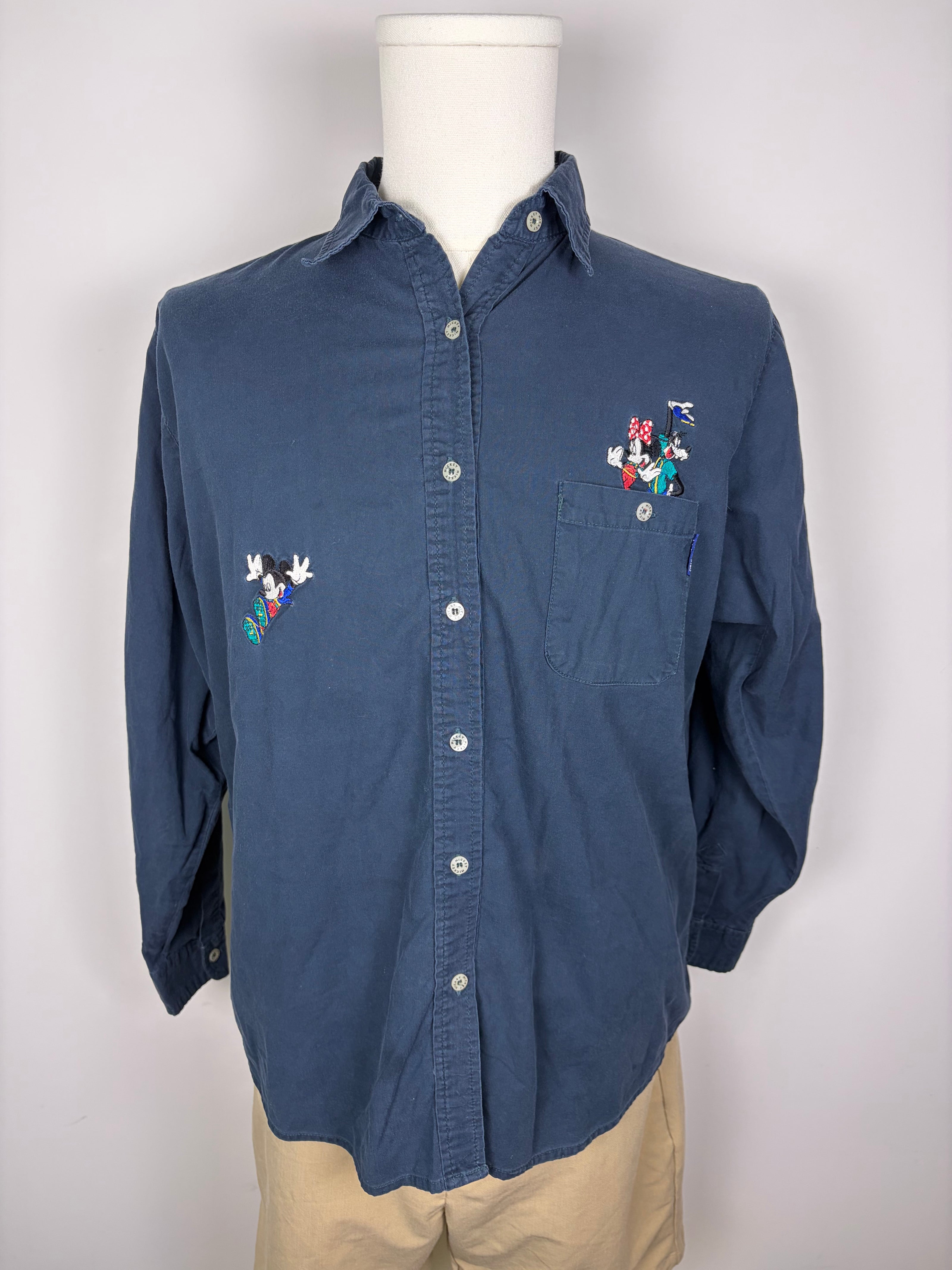 Mickey Mouse Embroidered Button Up