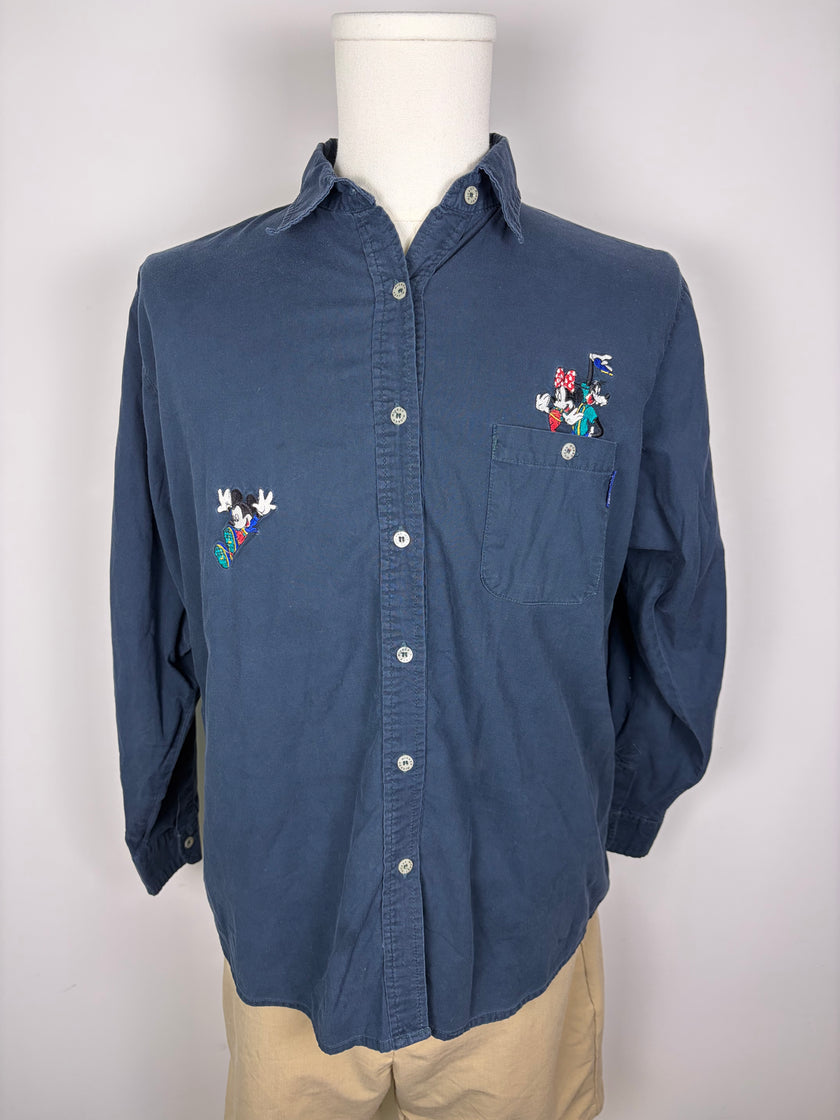 Mickey Mouse Embroidered Button Up