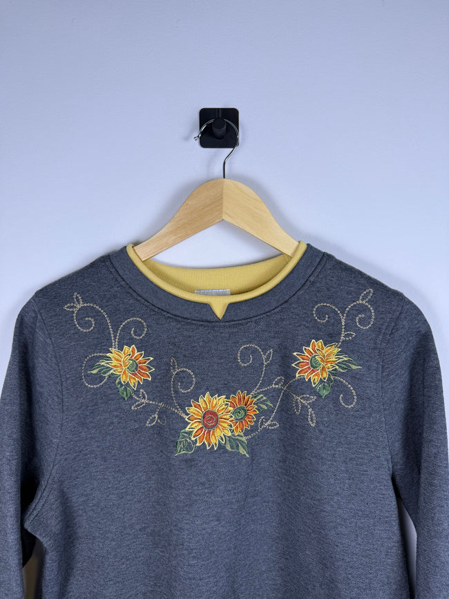 Sunflower Embroidered Double Collar Sweater