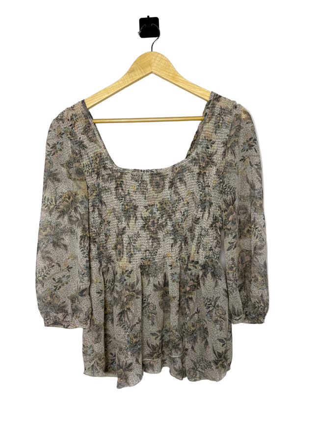 Free People Floral Sheer Blouse