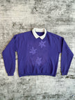 Double Collar Purple Floral Crewneck