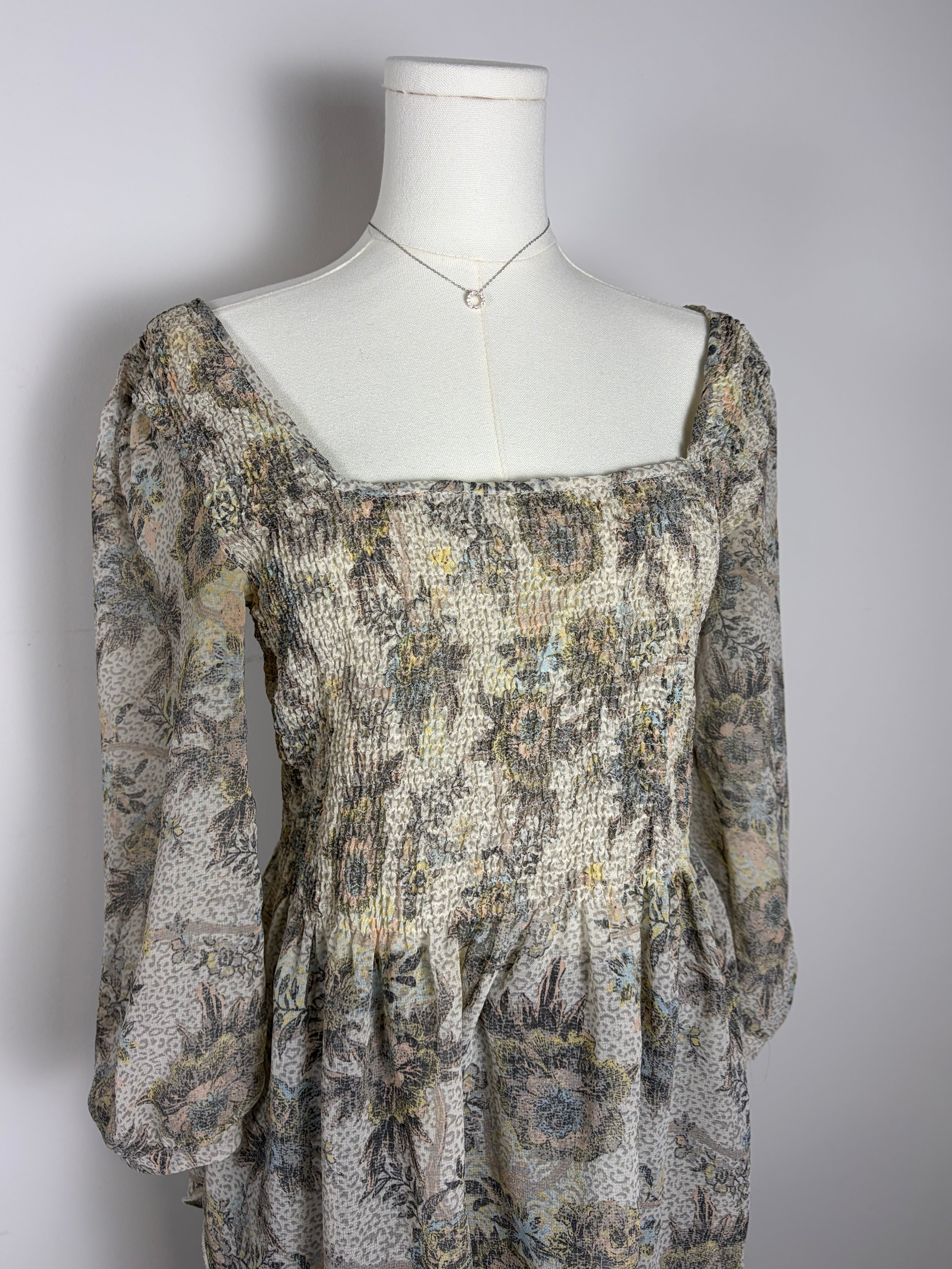 Free People Floral Sheer Blouse