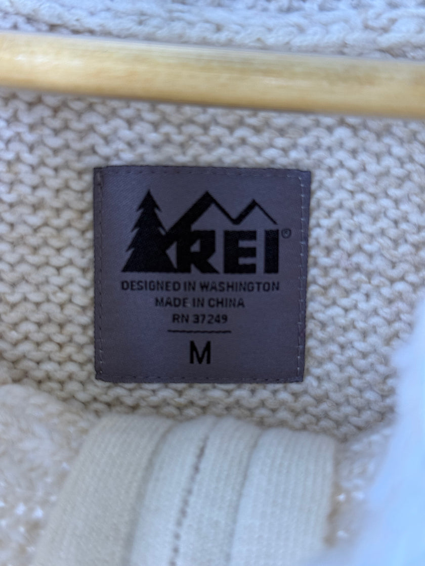 REI Beige Knit Full Zip Sweater