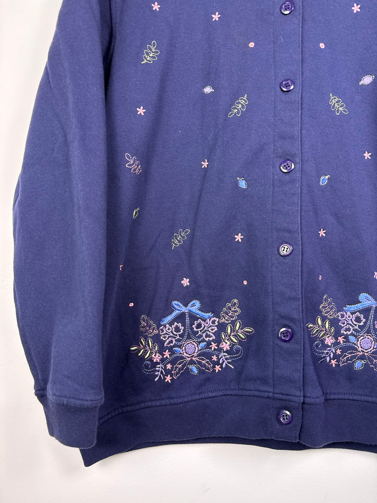 Colorful Embroidered Button-Up Sweater