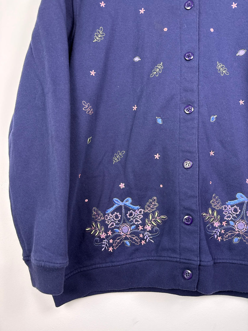Colorful Embroidered Button-Up Sweater